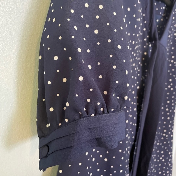 Jason Wu for Target Navy & White Polka Dot Blouse with Tie Size Large - Picture 5 of 5